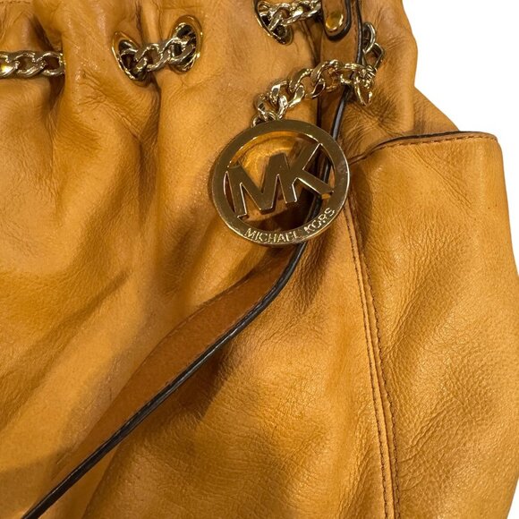 Michael Kors Jet Set Chain O-Ring Leather Tote Bag Marigold - Picture 2 of 4